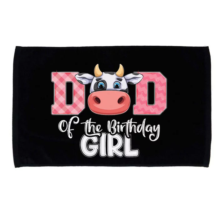 Dad of The Birthday Cow Family Cow Farm Matching Microfiber Hand Towel