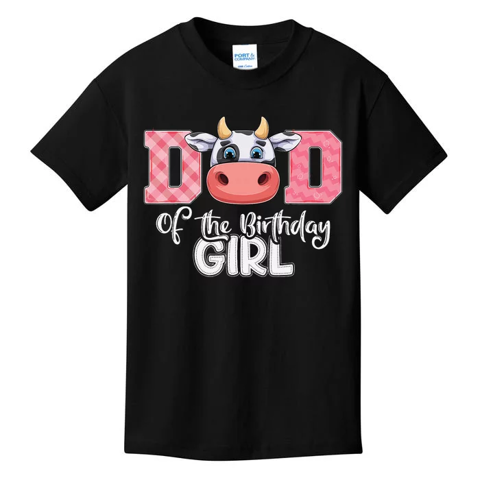 Dad of The Birthday Cow Family Cow Farm Matching Kids T-Shirt