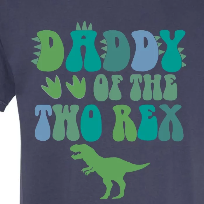 Daddy Of The Two Rex Birthday Boy Trex Dinosaur Dad Papa Garment-Dyed Heavyweight T-Shirt