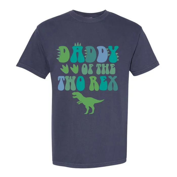 Daddy Of The Two Rex Birthday Boy Trex Dinosaur Dad Papa Garment-Dyed Heavyweight T-Shirt