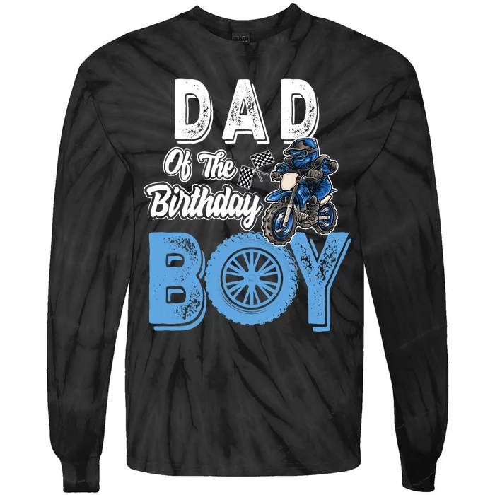 Dad Of The Birthday Boy Dirt Bike Bday Motocross Party Tie-Dye Long Sleeve Shirt