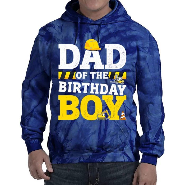 Dad Of The Birthday Boy Matching Family Construction Party Tie Dye Hoodie