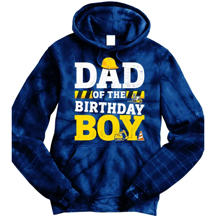 Dad Of The Birthday Boy Matching Family Construction Party Tie Dye Hoodie