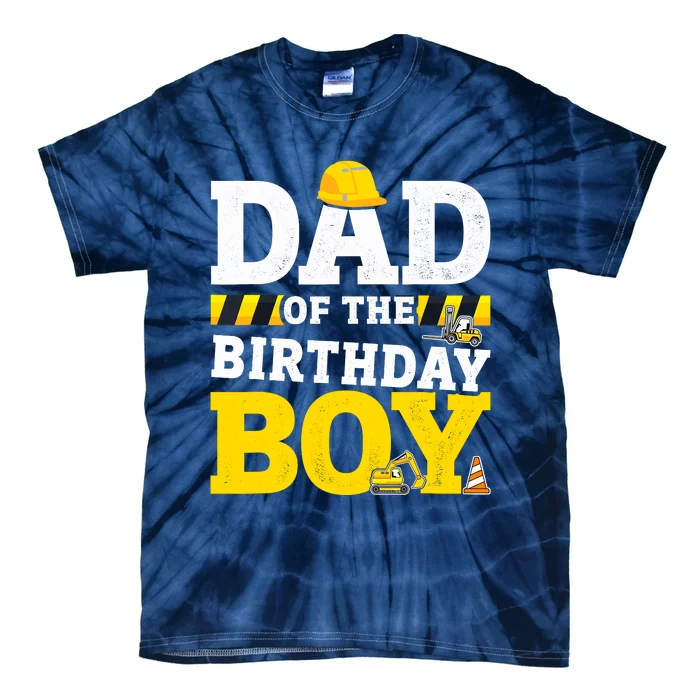 Dad Of The Birthday Boy Matching Family Construction Party Tie-Dye T-Shirt