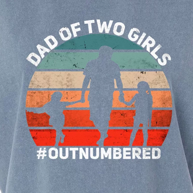 Dad of two Outnumbered Retro 2 Daughters Father's Day Garment-Dyed Women's Muscle Tee