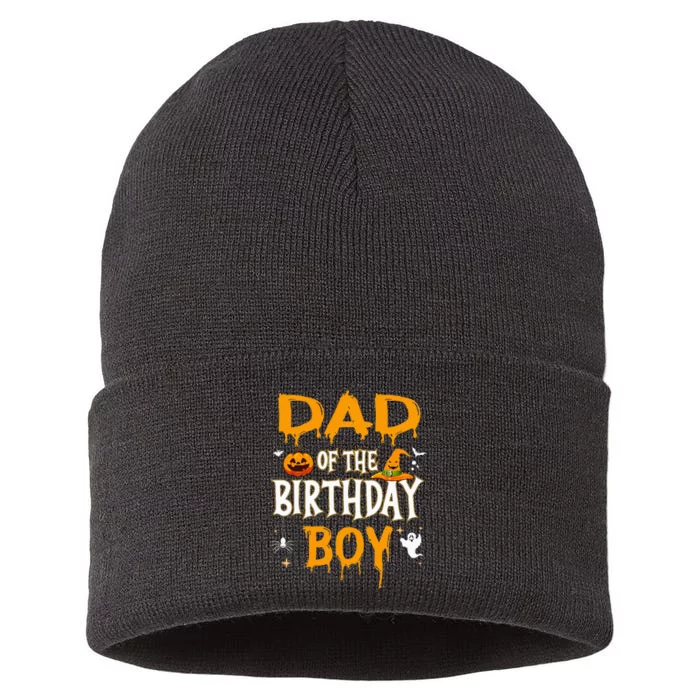 Dad Of The Birthday Boy Halloween 1st Birthday Boy Sustainable Knit Beanie