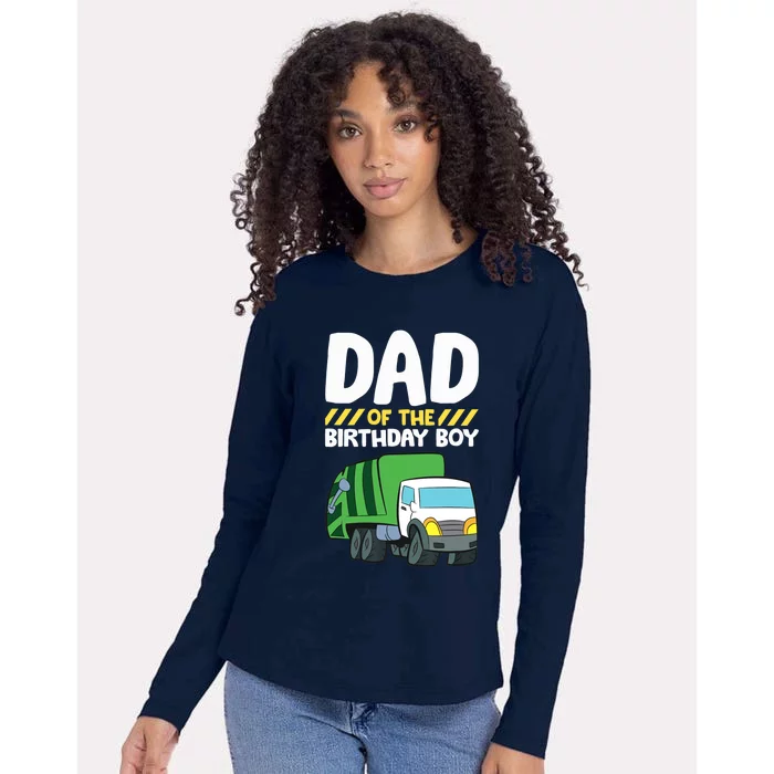 Dad Of The Birthday Boy Garbage Truck Birthday Party Womens Cotton Relaxed Long Sleeve T-Shirt