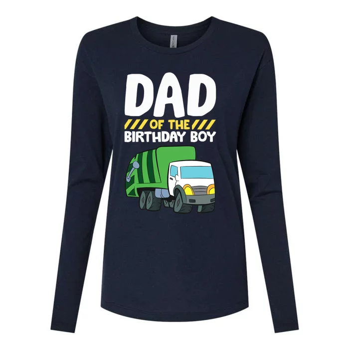 Dad Of The Birthday Boy Garbage Truck Birthday Party Womens Cotton Relaxed Long Sleeve T-Shirt