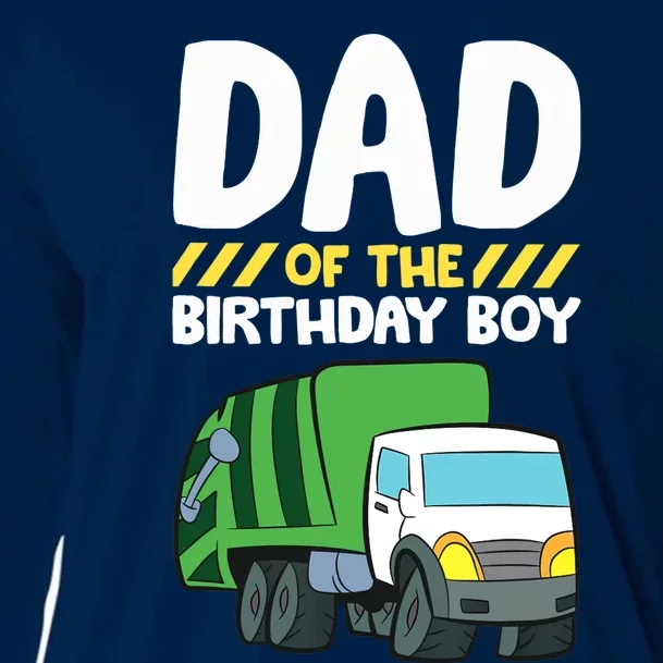 Dad Of The Birthday Boy Garbage Truck Birthday Party Cooling Performance Long Sleeve Crew