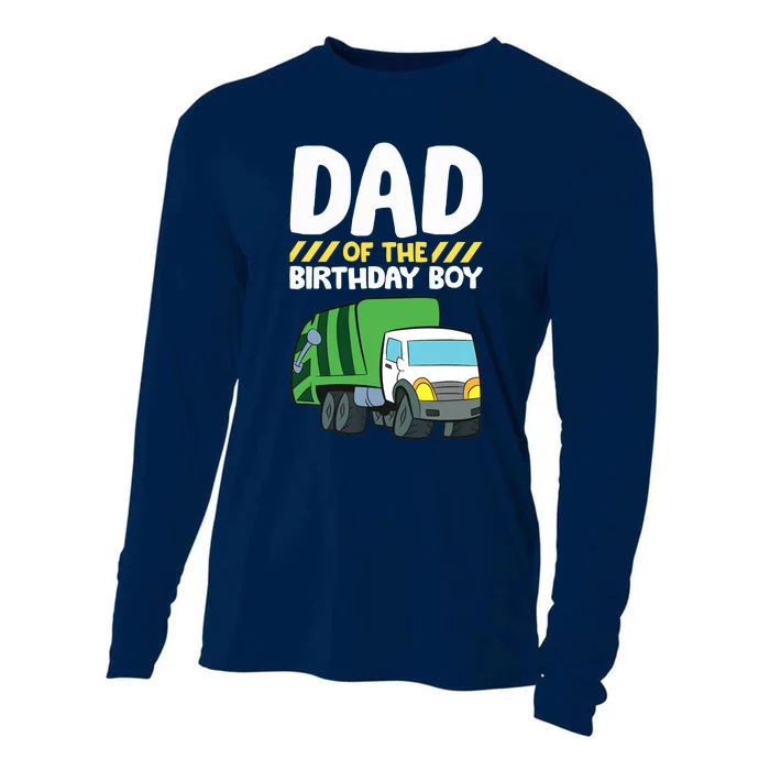 Dad Of The Birthday Boy Garbage Truck Birthday Party Cooling Performance Long Sleeve Crew