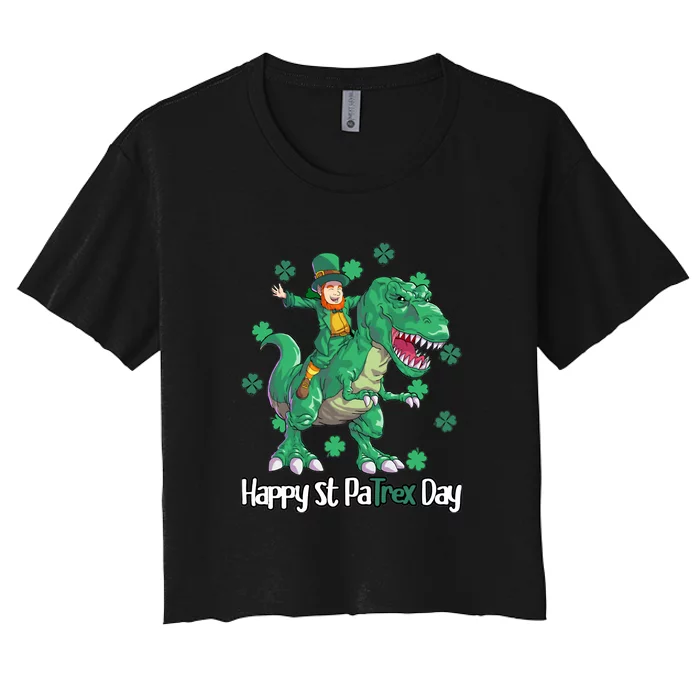 Dino St Patricks Day Shirt Kids Toddler Boys Leprechaun Women's Crop Top Tee