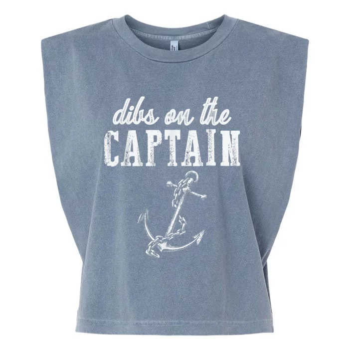 Dibs On The Captain Funny Captain Wife Retro Vintage Design Garment-Dyed Women's Muscle Tee