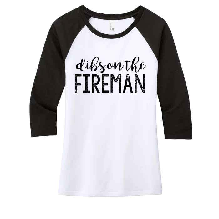 Dibs On The Fireman Funny Wife Girlfriend Firefighter Gift Women's Tri-Blend 3/4-Sleeve Raglan Shirt