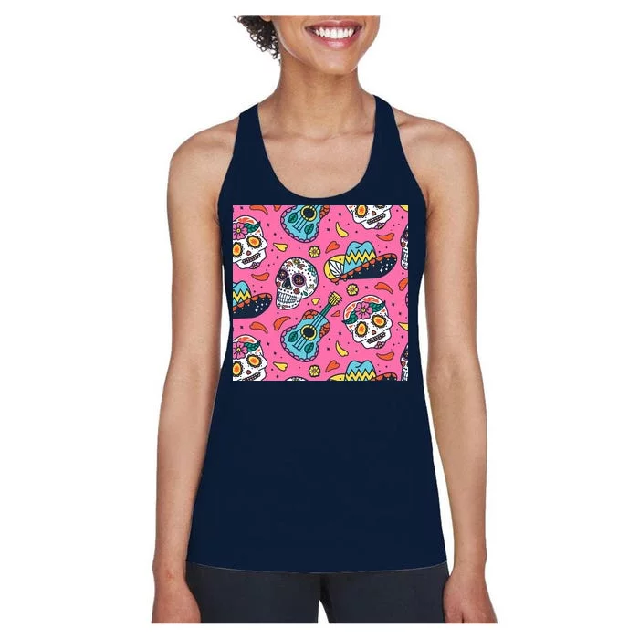 Day Of The Dead Guitar Women's Racerback Tank