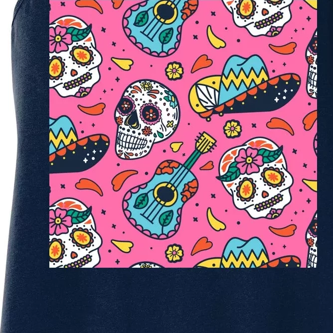 Day Of The Dead Guitar Women's Racerback Tank