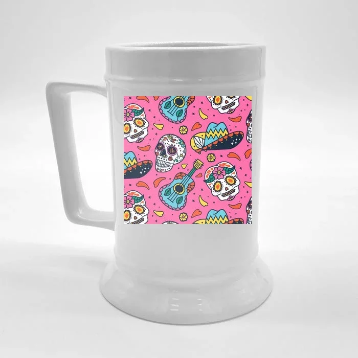 Day Of The Dead Guitar Front & Back Beer Stein