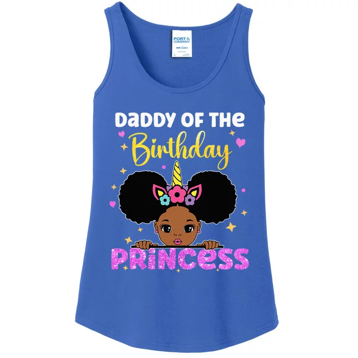 Daddy Of The Birthday Princess Melanin Afro Unicorn Cute Ladies Essential Tank