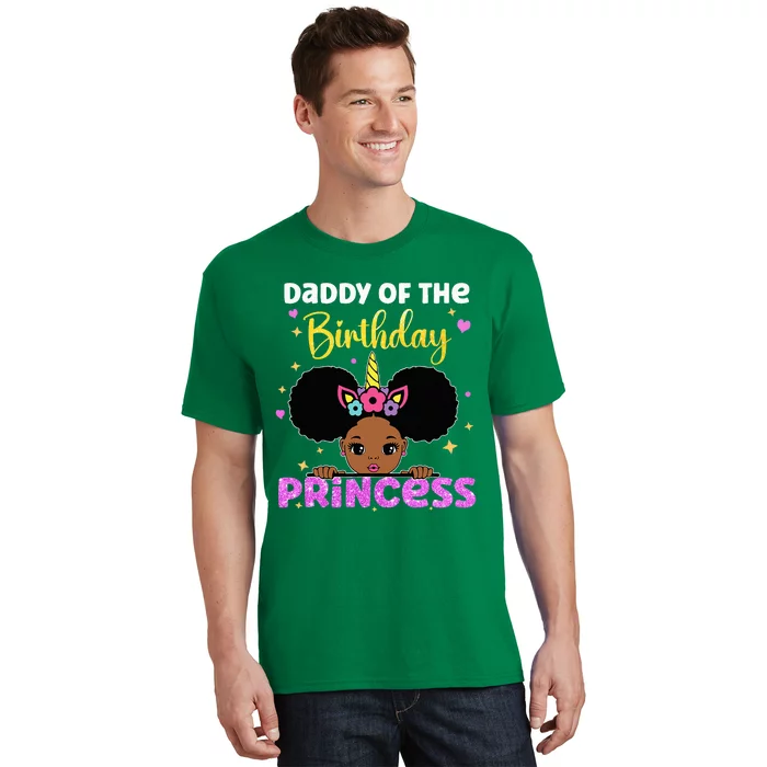 Daddy Of The Birthday Princess Melanin Afro Unicorn Cute T-Shirt