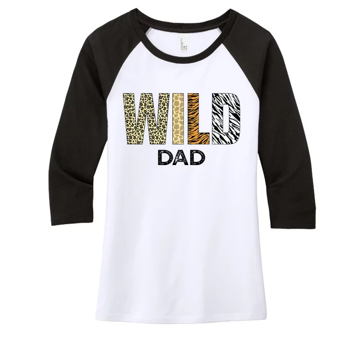 Dad Of The Wild One Zoo Birthday Safari Jungle Animal Women's Tri-Blend 3/4-Sleeve Raglan Shirt