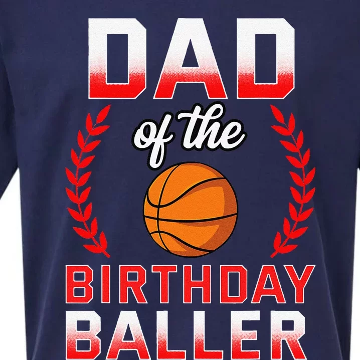 Dad Of The Birthday Boy Basketball Bday Celebration Sueded Cloud Jersey T-Shirt