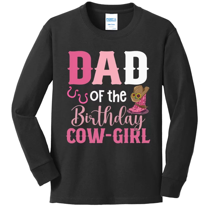 Dad Of The Birthday Cow Rodeo Cow 1st Birthday Kids Long Sleeve Shirt