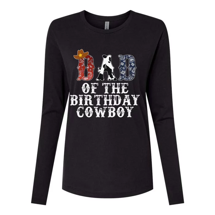 Dad Of The Birthday Cowboy Western Rodeo Party Matching Womens Cotton Relaxed Long Sleeve T-Shirt