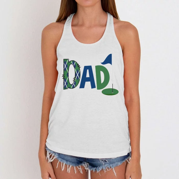 Dad Of The Birthday Boy Hole In One Golf Sport Matching Women's Knotted Racerback Tank