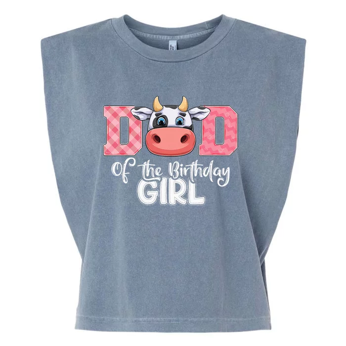 Dad of The Birthday Cow Family Cow Farm Matching Garment-Dyed Women's Muscle Tee