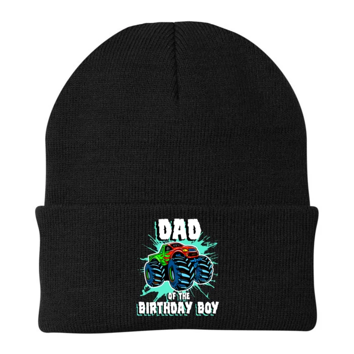 Dad Of The Birthday Boy Monster Truck Birthday Party Gift Knit Cap Winter Beanie