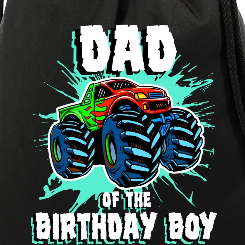 Dad Of The Birthday Boy Monster Truck Birthday Party Gift Drawstring Bag