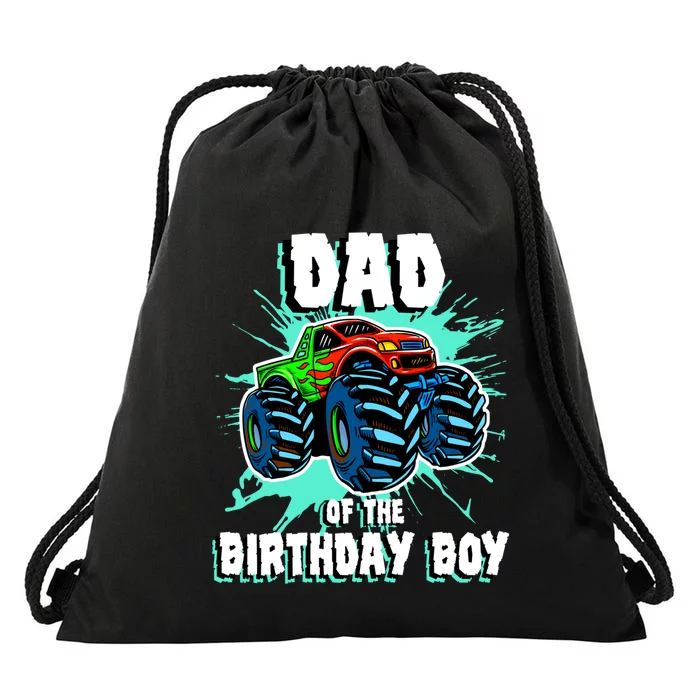 Dad Of The Birthday Boy Monster Truck Birthday Party Gift Drawstring Bag