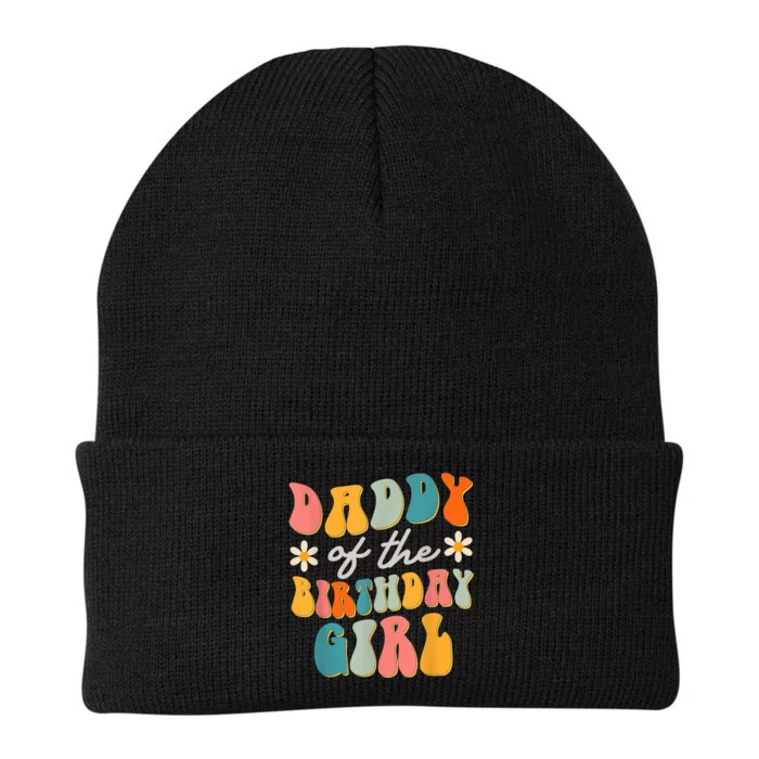 Daddy Of The Birthday Girl Groovy Themed Father Dad Knit Cap Winter Beanie