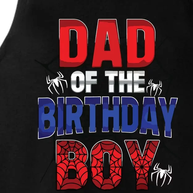 Dad Of The Birthday Boy Matching Family Spider Web Ladies Tri-Blend Wicking Tank