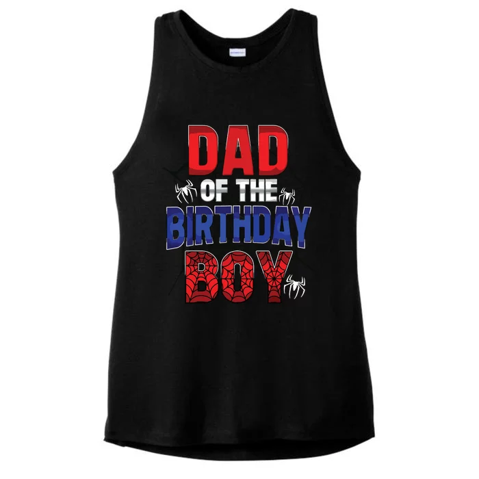 Dad Of The Birthday Boy Matching Family Spider Web Ladies Tri-Blend Wicking Tank