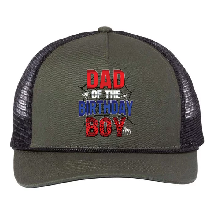 Dad Of The Birthday Boy Matching Family Spider Web Retro Rope Trucker Hat Cap