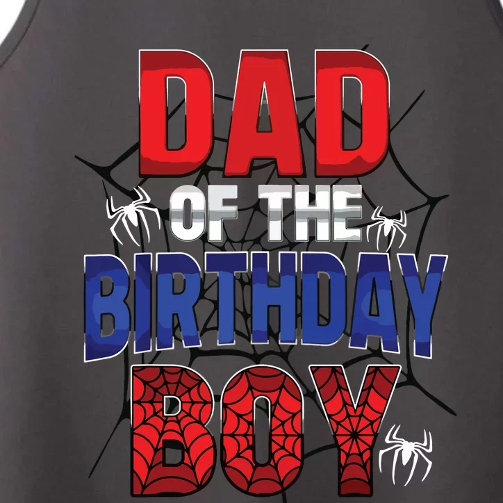 Dad Of The Birthday Boy Matching Family Spider Web Performance Tank