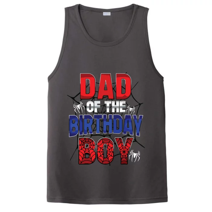 Dad Of The Birthday Boy Matching Family Spider Web Performance Tank