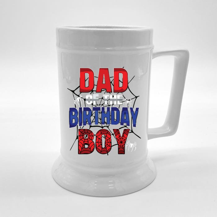 Dad Of The Birthday Boy Matching Family Spider Web Front & Back Beer Stein