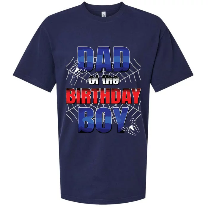 Dad Of The Birthday Spider Web Boy Dad And Mom Family Sueded Cloud Jersey T-Shirt