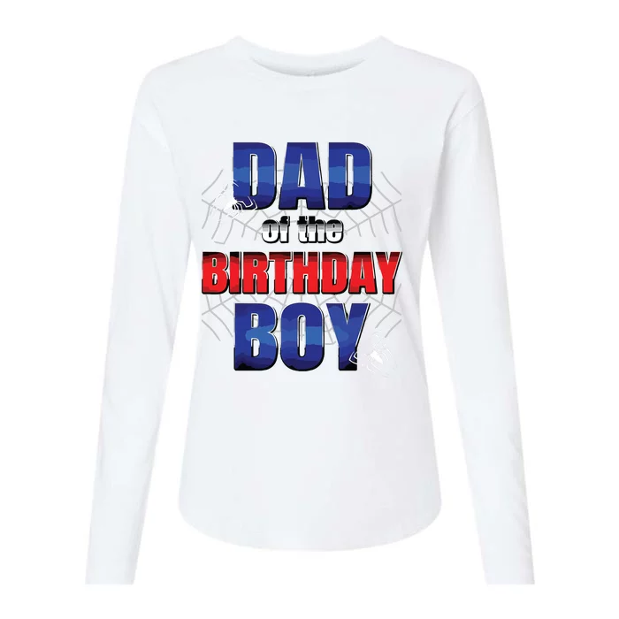 Dad Of The Birthday Spider Web Boy Dad And Mom Family Womens Cotton Relaxed Long Sleeve T-Shirt