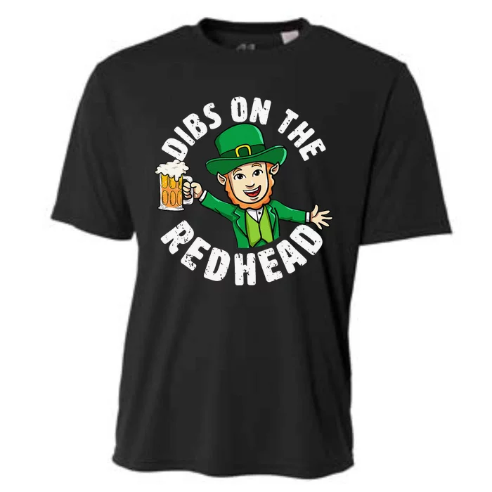 Dibs On The Redhead Saint Patrick's Day Funny Leprechaun Cooling Performance Crew T-Shirt