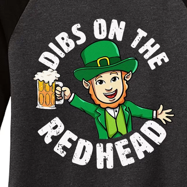 Dibs On The Redhead Saint Patrick's Day Funny Leprechaun Women's Tri-Blend 3/4-Sleeve Raglan Shirt