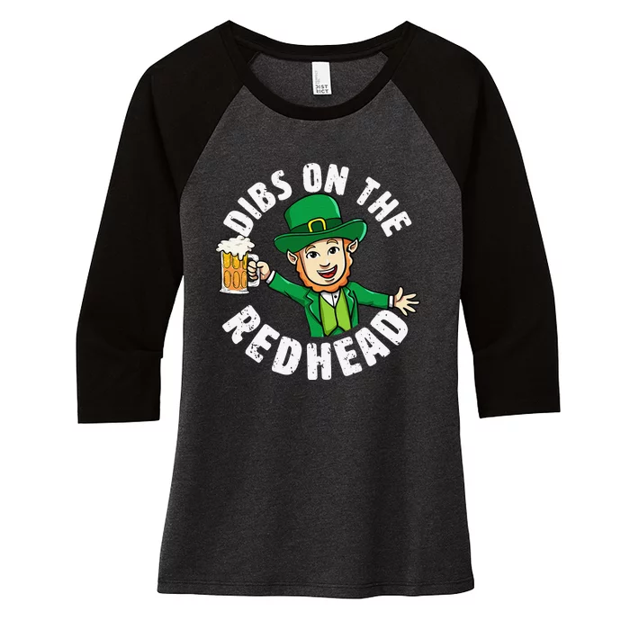 Dibs On The Redhead Saint Patrick's Day Funny Leprechaun Women's Tri-Blend 3/4-Sleeve Raglan Shirt