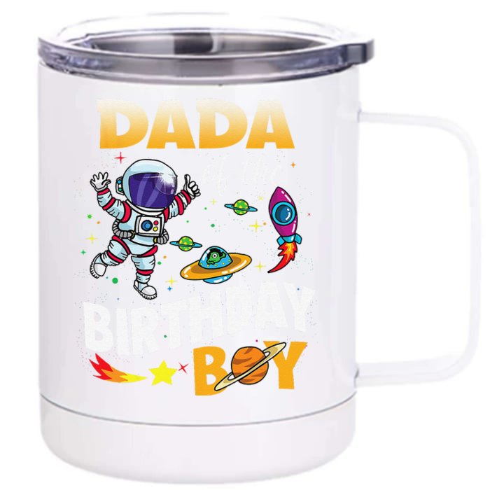 Dada Of The Birthday Space Astronaut Birthday Family Front & Back 12oz Stainless Steel Tumbler Cup