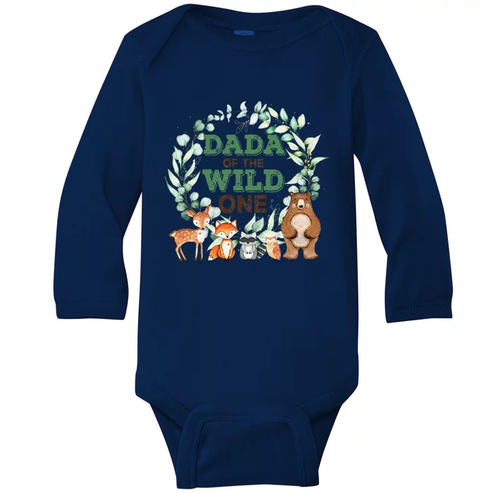 Dada Of The Wild One Birthday Woodland Safari Jungle Baby Long Sleeve Bodysuit