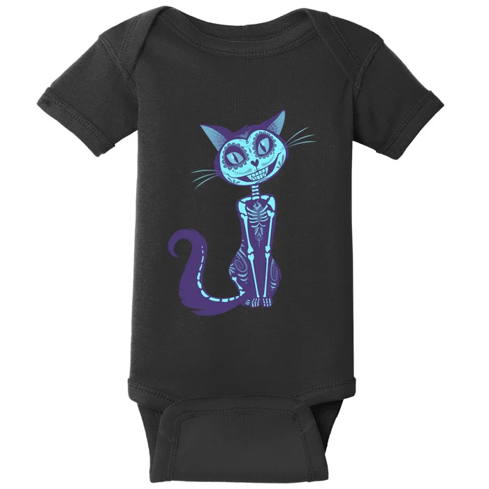 Day Of The Dead Dia De Los Muertos Cat Baby Bodysuit