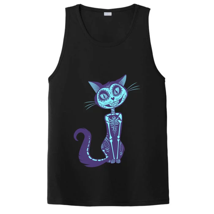 Day Of The Dead Dia De Los Muertos Cat Performance Tank