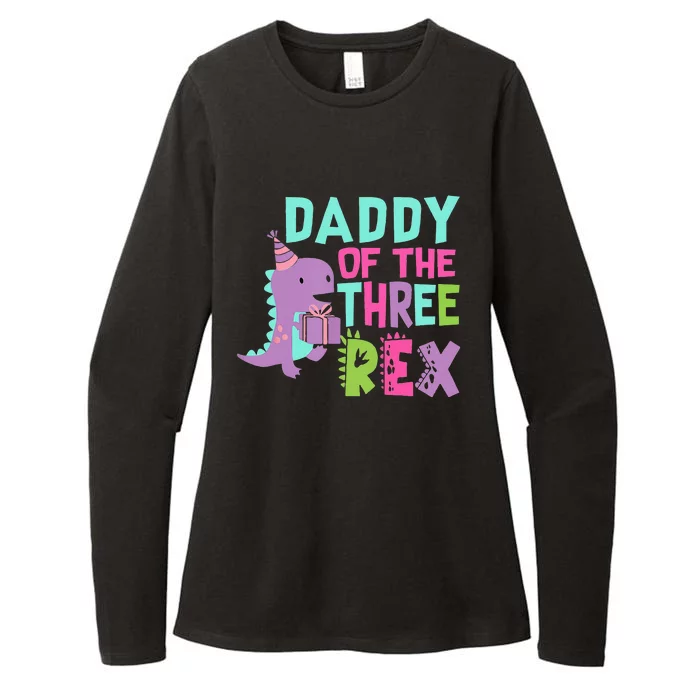 Daddy Of The Three Rex Birthday Dinosaur Family Matching Womens CVC Long Sleeve Shirt