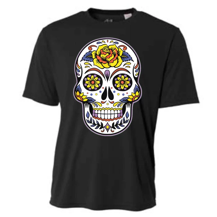 Day Of The Dead Dia De Los Muertos Floral Sugar Skull Cooling Performance Crew T-Shirt