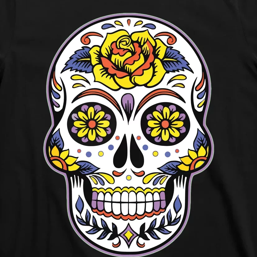 Day Of The Dead Dia De Los Muertos Floral Sugar Skull T-Shirt